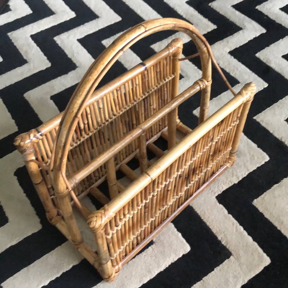 Vintage Bamboo / Rattan Magazine Holder